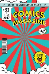 Comic book cover. Template magazine, vector illustration.