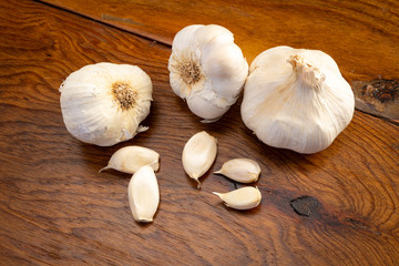 Garlic on Wooden Background