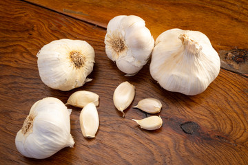 Garlic on Wooden Background