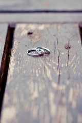 Wedding rings isolated and with space for text.