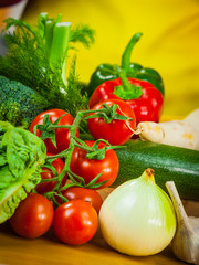 Fototapeta na wymiar Close up of vegetables on table