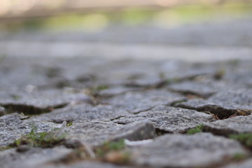 Stone pavement road closeup