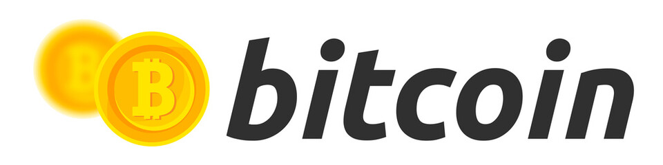 Golden coin with bitcoin sign. Money and finance symbol Cryptocurrency.  Illustration isolated on white background.