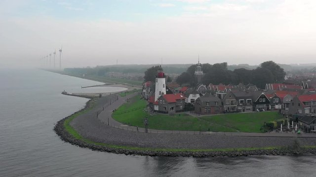 Hazy Sunrise View of The Town of Urk in the Netherlands