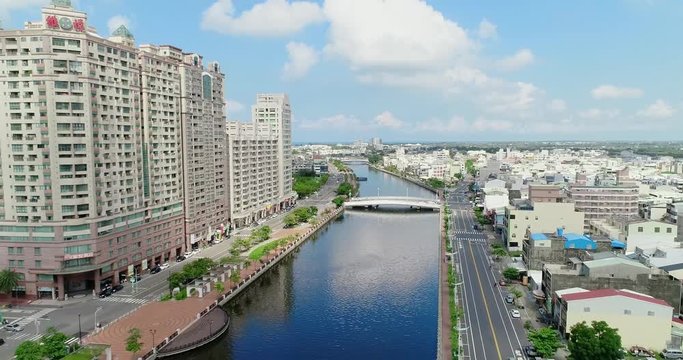 aerial shot of tainan Canal