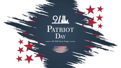 Patriot day USA Never forget 9.11 vector poster. Patriot Day, September 11, We will never forget