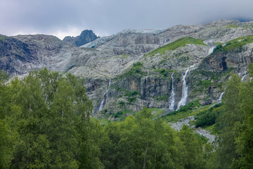 Fototapeta na wymiar Sofia waterfalls, Lower Arkhyz, Karachay Cherkess Republic.