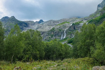 Fototapeta na wymiar Sofia waterfalls, Lower Arkhyz, Karachay Cherkess Republic.