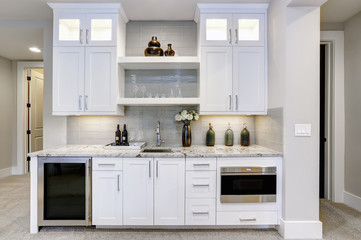 White modern mother-in-low kitchen in family room