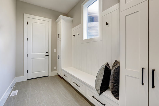 White clean hallway in luxury modern house