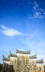Fototapeta na wymiar Ancient Chinese traditional architecture with blue sky background