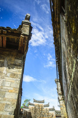Ancient Chinese traditional architecture with blue sky background