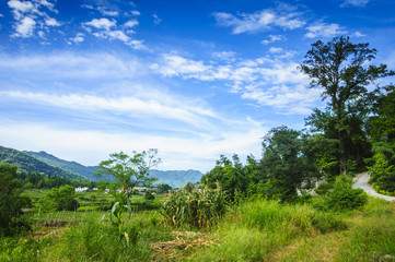 Countryside and mountains scenery in autumn