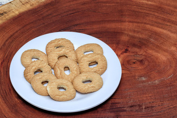 sweet biscuit on wood