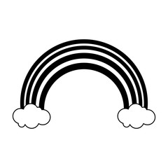 Rainbow and clouds in black and white