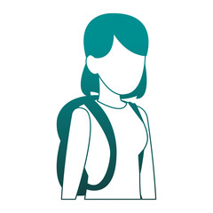 Fototapeta premium Young woman faceless avatar blue lines