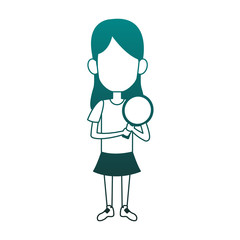 Girl with ping pong racket blue lines