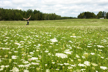 Running Through Wildflower Field