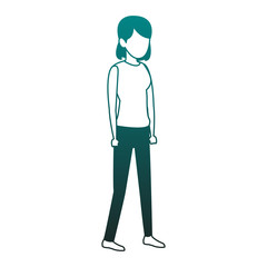 Young woman faceless avatar blue lines