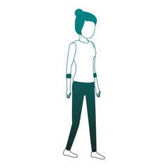 Young woman faceless avatar blue lines