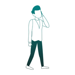 Businessman avatar cartoon blue lines