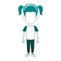 Girl faceless cartoon blue lines