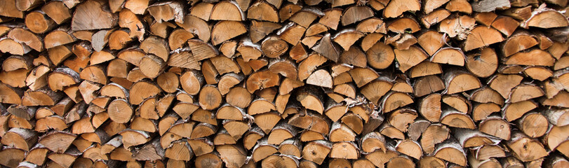 Wood Log Pile Banner