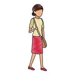 Young woman faceless avatar scribble