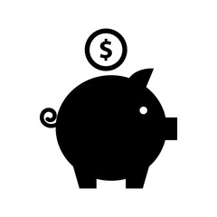 savings piggy silhouette isolated icon