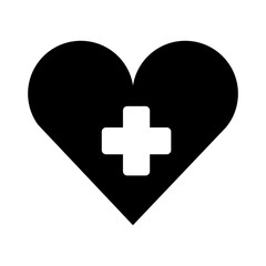 Fototapeta premium medical heart with cross symbol silhouette isolated icon