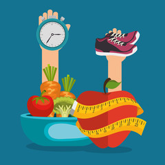 healthy food and fitness icons