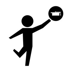 man with hat graduation silhouette isolated icon
