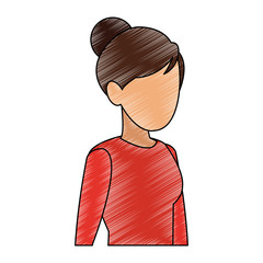 Young woman faceless avatar scribble