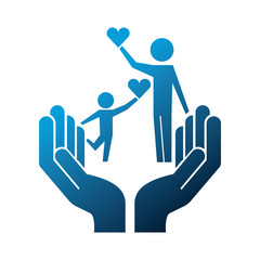 hands with father and son silhouette icon