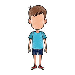 Boy faceless cartoon scribble