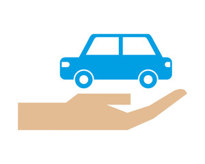 hand with car vehicle protection symbol