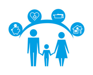 family holding hands together protection pictogram