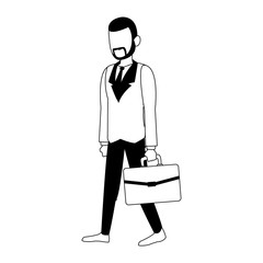 Businessman avatar cartoon in black and white