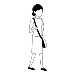 Young woman faceless avatar in black and white