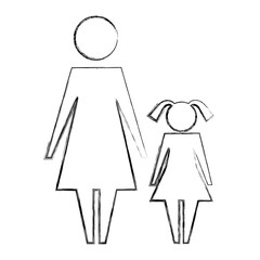 woman mother and daughter female pictogram