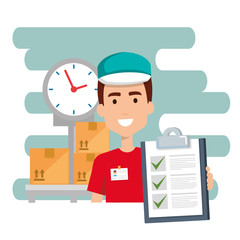 delivery worker with checklist character