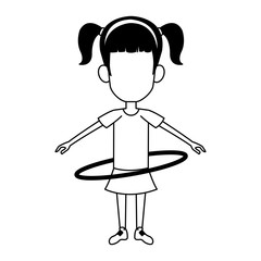 Girl with hula hula in black and white