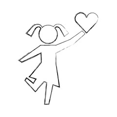 little girl holding heart pictogram image
