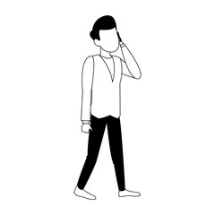 Businessman avatar cartoon in black and white
