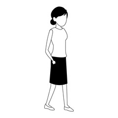 Young woman faceless avatar in black and white