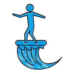 father with son in surfboard silhouette isolated icon