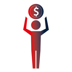 man pictogram holding dollar coin money