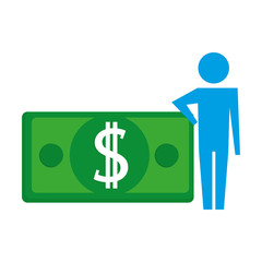 man pictogram with banknote money dollar