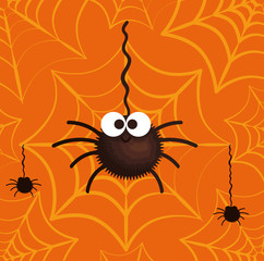 happy halloween card with spiderweb