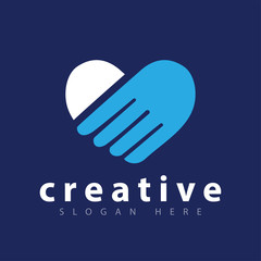 love Hand two logo icon vector template